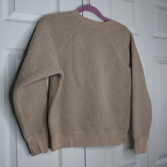 Everlane Cream Long Sleeve Sherpa Crewneck Sweatshirt Women's Size Medium M - Picture 5 of 6